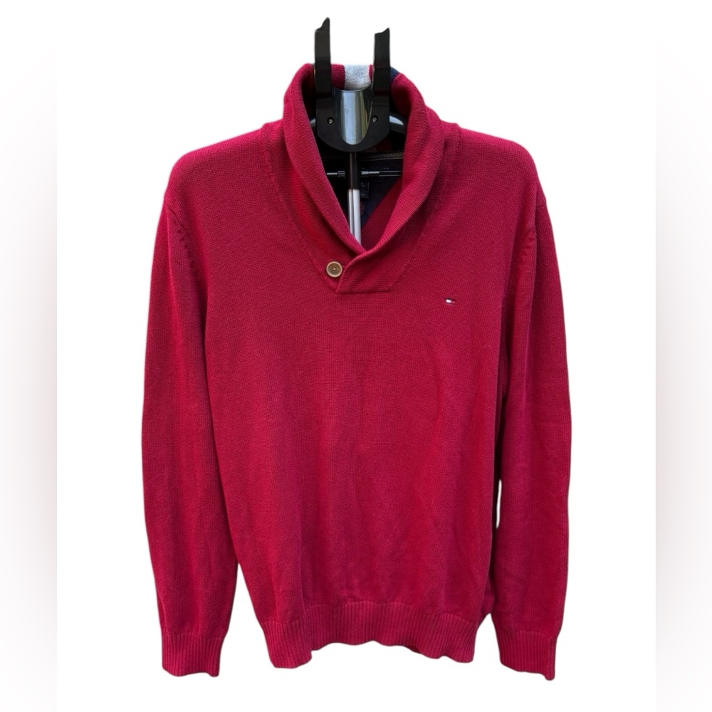 Tommy Hilfiger Red Wrap Collar Pullover Sweater Men’s XXL